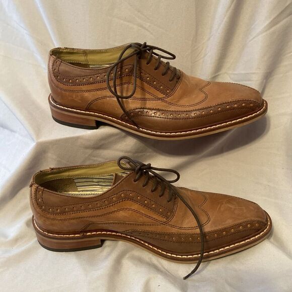 Giorgio Brutini Oxford Shoes Mens Size  8 Brown Leather Lace Up Square Toe - Picture 3 of 8